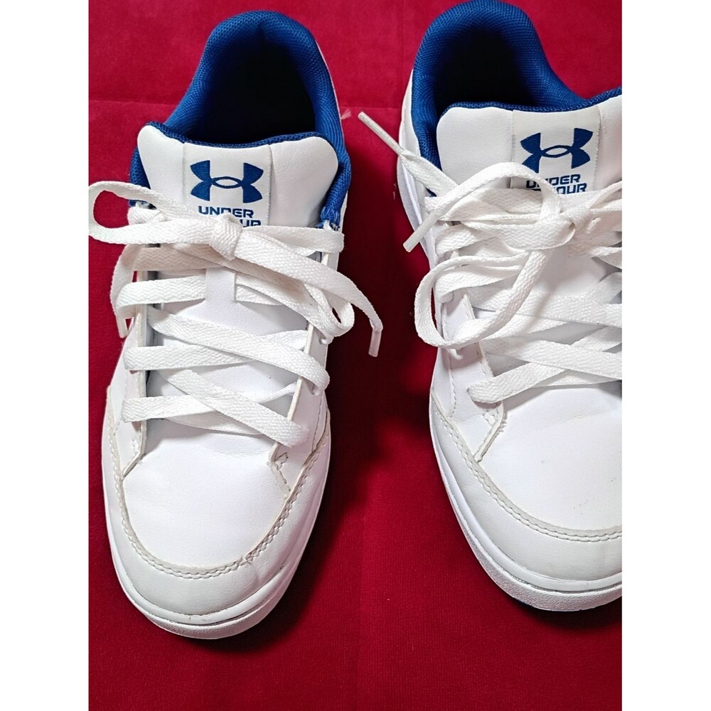 Under Armour White and Blue Kids Lace-Up Sneakers Size 5y